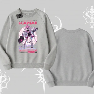 Biskilet Sweatshirt Kawaii Cyberpunk Kız Japon Stil Baskı