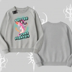 Biskilet Sweatshirt Oversize  Anime Kız Desenli Japon Stil