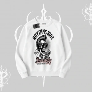 Biskilet Sweatshirt Rhythms Riot Vintage Rockabilly Skull Street Aesthetic