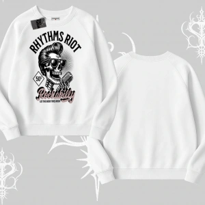 Biskilet Sweatshirt Rhythms Riot Vintage Rockabilly Skull Street Aesthetic