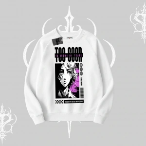 Biskilet Sweatshirt Too Good Anime Girl Grafik Baskılı