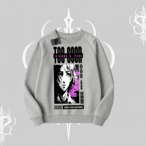 Biskilet Sweatshirt Too Good Anime Girl Grafik Baskılı