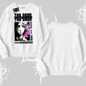 Biskilet Sweatshirt Too Good Anime Girl Grafik Baskılı