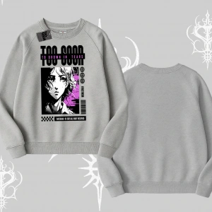 Biskilet Sweatshirt Too Good Anime Girl Grafik Baskılı