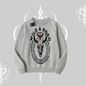 Biskilet Sweatshirt Wild & Road Western Skull Biker Street Culture