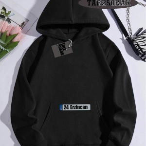 Biskilet Yaka Sweatshirt Beyaz 24 Erzincan Özel Tasarım Plaka Detaylı