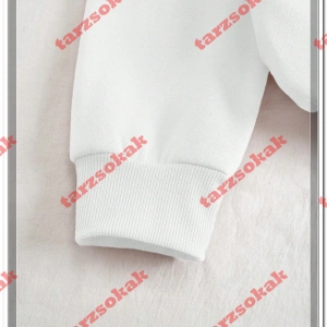 Biskilet Yaka Sweatshirt Beyaz 30 Hakkâri Özel Tasarım Plaka Detaylı