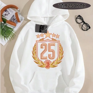 Biskilet Yaka Sweatshirt Beyaz 5 KUPALI 5 Yıldızlı Özel Tasarım