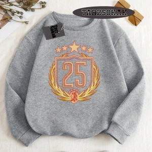 Biskilet Yaka Sweatshirt Beyaz 5 KUPALI 5 Yıldızlı Özel Tasarım