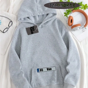 Biskilet Yaka Sweatshirt Beyaz 65 Van Özel Tasarım Plaka Detaylı