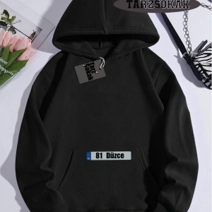 Biskilet Yaka Sweatshirt Beyaz 81 Düzce Özel Tasarım Plaka Detaylı