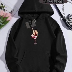 Biskilet Yaka Sweatshirt Beyaz Betty Boop Özel Tasarım