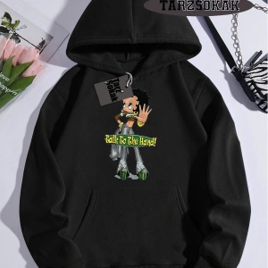 Biskilet Yaka Sweatshirt Beyaz Betty Boop Özel Tasarım