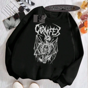Biskilet Yaka Sweatshirt Beyaz Carnifex Özel Tasarım