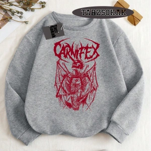 Biskilet Yaka Sweatshirt Beyaz Carnifex Özel Tasarım