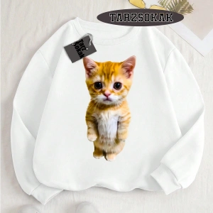 Biskilet Yaka Sweatshirt Beyaz EL GATO Özel Tasarım