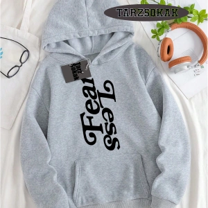 Biskilet Yaka Sweatshirt Beyaz Fear Less Özel Tasarım