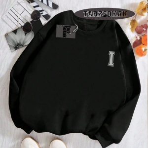 Biskilet Yaka Sweatshirt Beyaz I HARFİ İSME Özel Tasarım