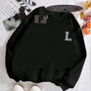 Biskilet Yaka Sweatshirt Beyaz L HARFİ İSME Özel Tasarım