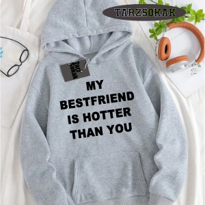 Biskilet Yaka Sweatshirt Beyaz my Bestfriend Özel Tasarım