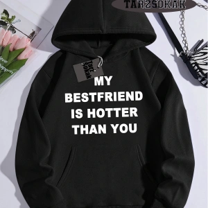 Biskilet Yaka Sweatshirt Beyaz my Bestfriend Özel Tasarım