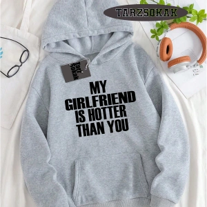 Biskilet Yaka Sweatshirt Beyaz My Girlfriend Özel Tasarım