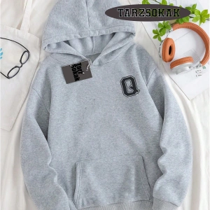 Biskilet Yaka Sweatshirt Beyaz Q HARFİ İSME Özel Tasarım