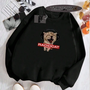 Biskilet Yaka Sweatshirt Beyaz Rock Grubu Radiohead Özel Tasarım