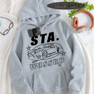 Biskilet Yaka Sweatshirt Beyaz STA. WASSUP Özel Tasarım