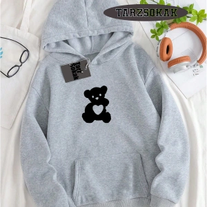 Biskilet Yaka Sweatshirt Beyaz TATLI AYI Özel Tasarım
