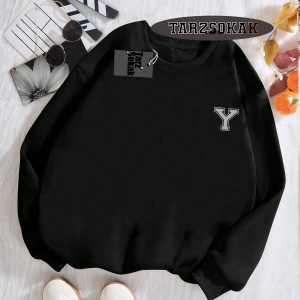 Biskilet Yaka Sweatshirt Beyaz Y HARFİ İSME Özel Tasarım