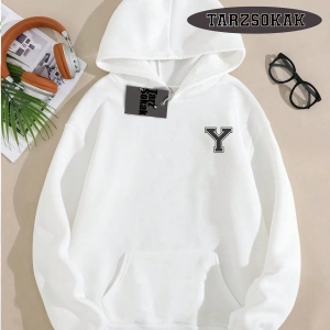 Biskilet Yaka Sweatshirt Beyaz Y HARFİ İSME Özel Tasarım