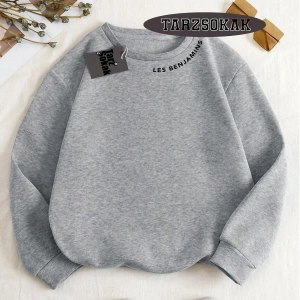 Biskilet Yaka Sweatshirt Gri İ HARFİF İSME Özel Tasarım