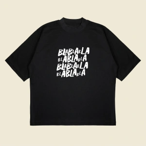Blablabla Baskılı Oversize Unisex Pamuklu Nefes Alan Kalın Kumaşlı