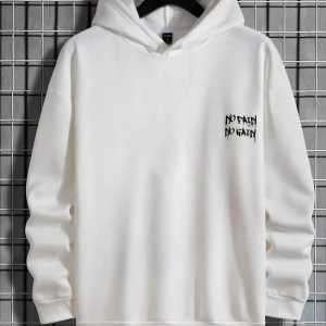 Black Sokak Beyaz No Pain No Gain Baskılı Oversize Kapüşonlu Sweatshirt