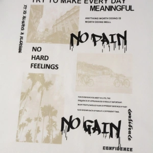 Black Sokak Beyaz No Pain No Gain Baskılı Oversize Kapüşonlu Sweatshirt