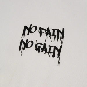 Black Sokak Beyaz No Pain No Gain Baskılı Oversize Kapüşonlu Sweatshirt