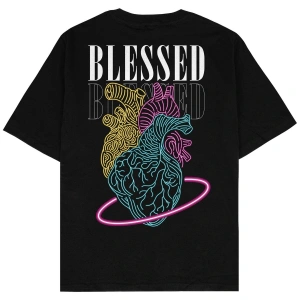Blessed Siyah Oversize Unisex T-shirt