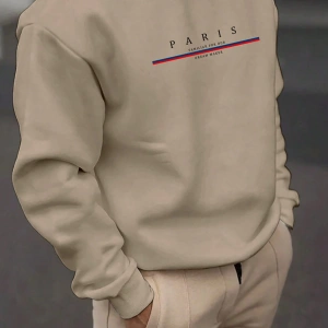 Bol Kesim Erkek Sıcak Astarlı Sweatshirt Harf Baskılı