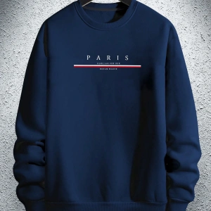 Bol Kesim Erkek Sıcak Astarlı Sweatshirt Harf Baskılı