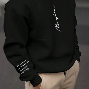 Bol Kesim Erkek Yuvarlak Yakalı Sweatshirt Slogan Baskılı