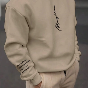 Bol Kesim Erkek Yuvarlak Yakalı Sweatshirt Slogan Baskılı