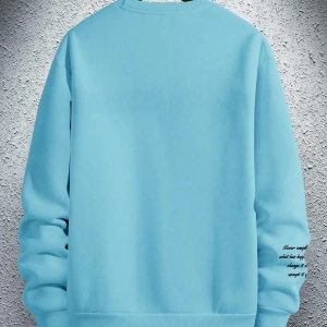 Bol Kesim Erkek Yuvarlak Yakalı Sweatshirt Slogan Baskılı