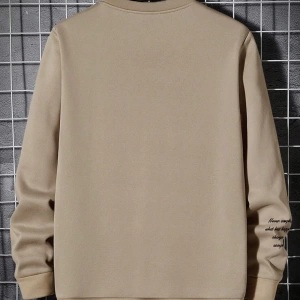 Bol Kesim Erkek Yuvarlak Yakalı Sweatshirt Slogan Baskılı