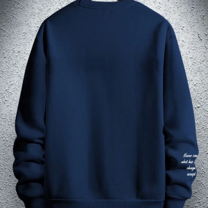 Bol Kesim Erkek Yuvarlak Yakalı Sweatshirt Slogan Baskılı
