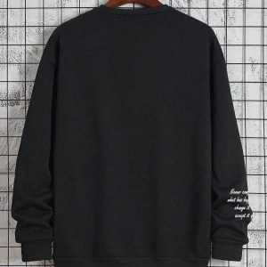 Bol Kesim Erkek Yuvarlak Yakalı Sweatshirt Slogan Baskılı