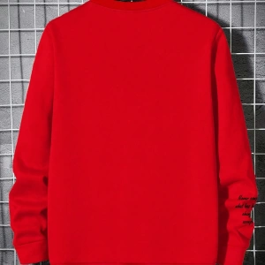 Bol Kesim Erkek Yuvarlak Yakalı Sweatshirt Slogan Baskılı