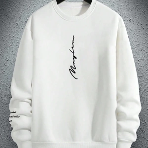 Bol Kesim Erkek Yuvarlak Yakalı Sweatshirt Slogan Baskılı