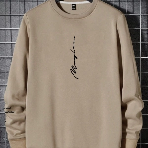 Bol Kesim Erkek Yuvarlak Yakalı Sweatshirt Slogan Baskılı