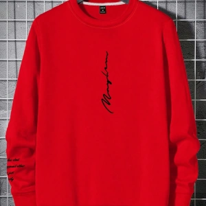 Bol Kesim Erkek Yuvarlak Yakalı Sweatshirt Slogan Baskılı